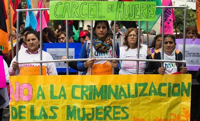 Demonstratie tegen de vervolging van Belén uit Argentinië.