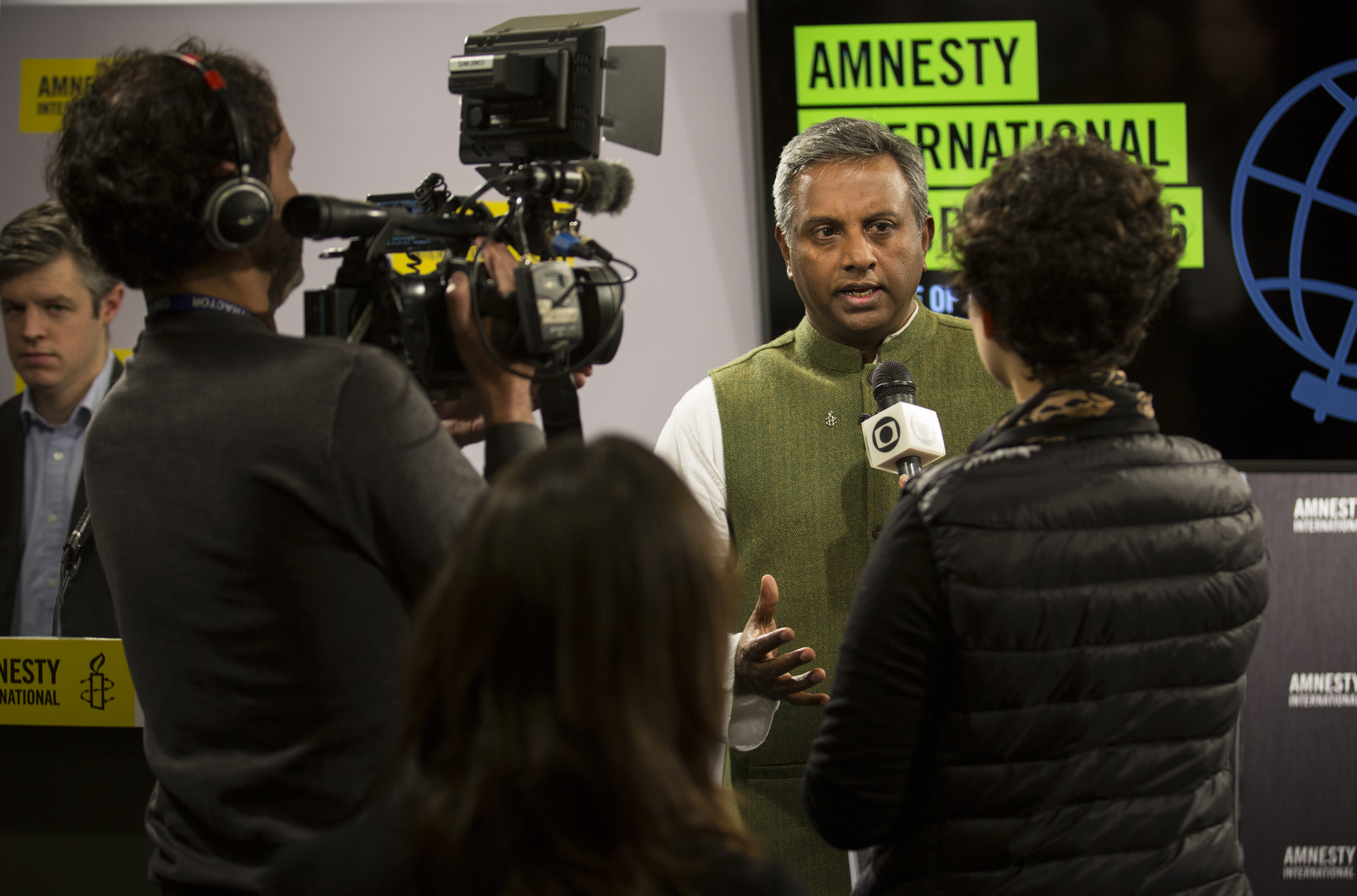Salil Shetty gives interviews at Amnesty International Annual Report 2015/16 Launch, London 23 February 2016.