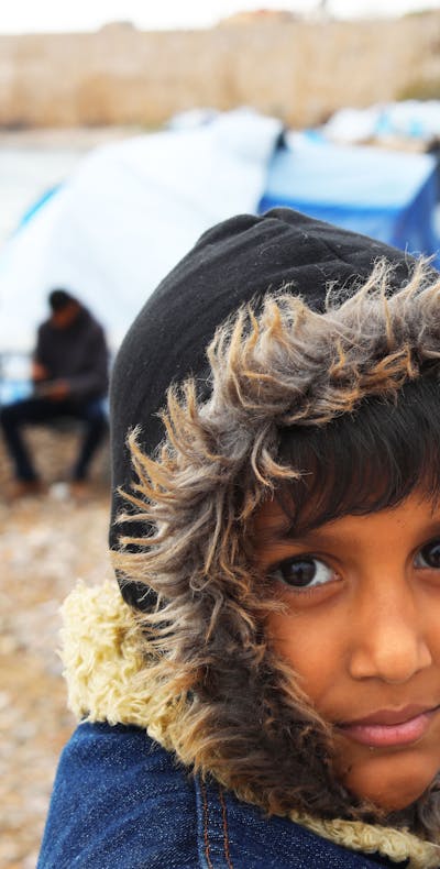 De 8-jarige Hussein uit Irak op het Griekse eiland Chios.