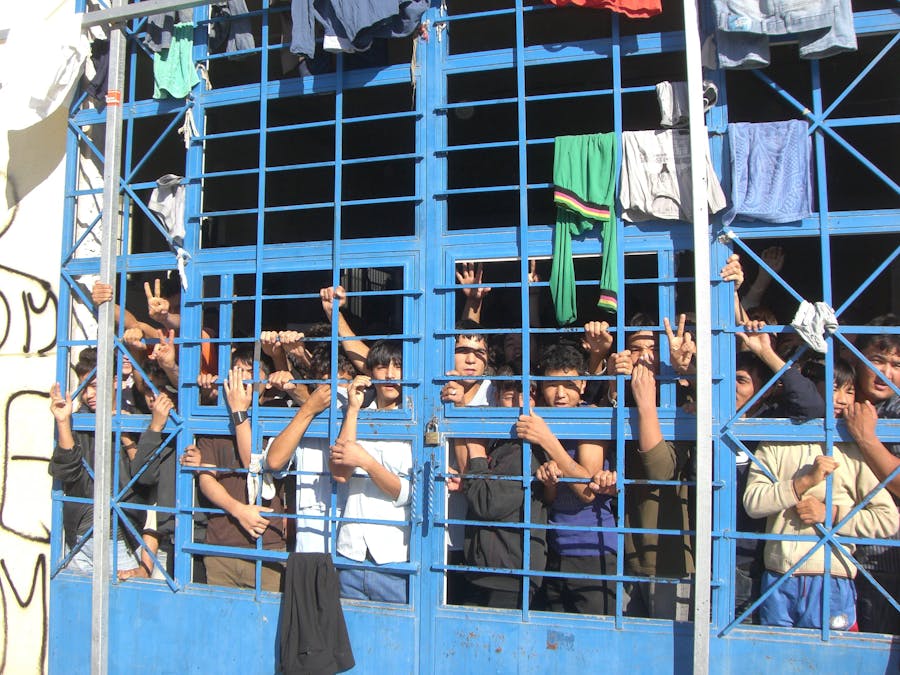 Inmiddels gesloten detentiecentrum in Griekenland in 2009.