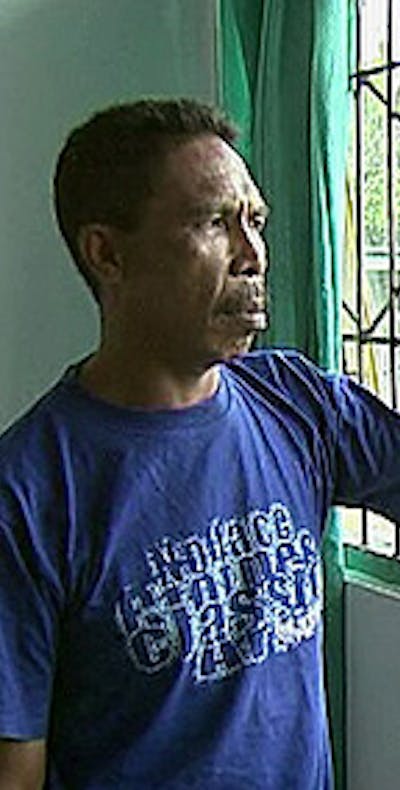 De Molukse activist Johan Teterissa in zijn cel in de Waiheru gevangenis op Ambon.