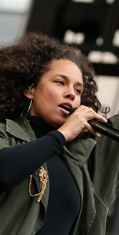 Alicia Keys tijdens de Women's March in Washington