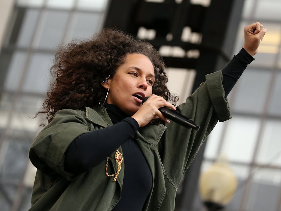Alicia Keys tijdens de Women's March in Washington