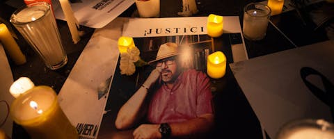 Mexicaanse journalisten protesteren tegen de moord op hun collega Javier Valdez en roepen de regering op actie te ondernemen Foto: Sergio Ortiz Borbolla/Amnesty International