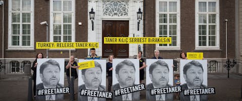 Actie voor Taner Kiliç in Den Haag