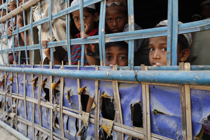 Rohingya-kinderen in de staat Rakhine, Myanmar