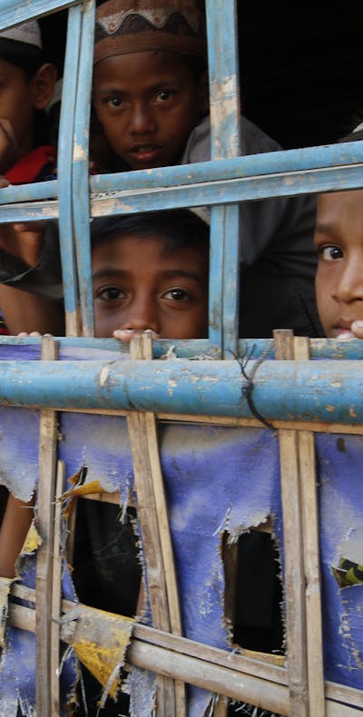 Rohingya-kinderen in de staat Rakhine, Myanmar