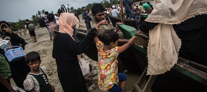 Gevluchte Rohingya komen in Bangladesh aan, september 2017