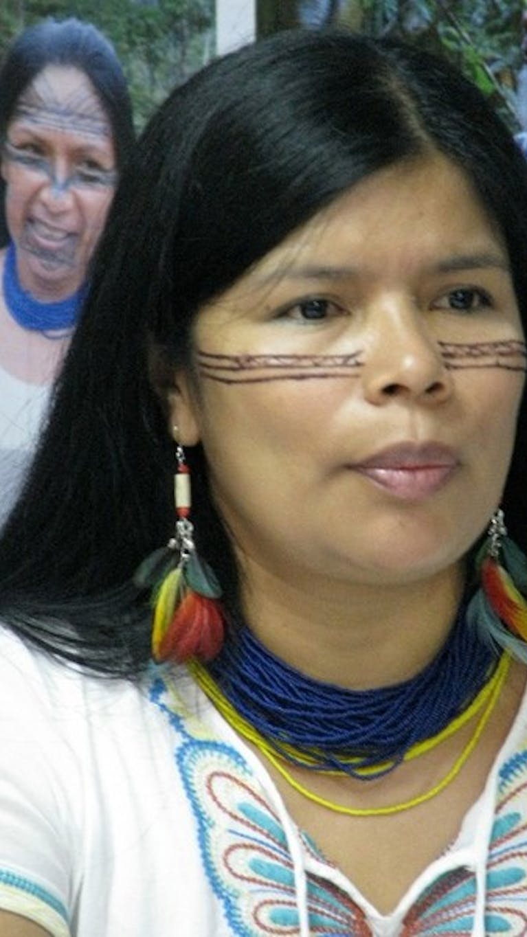 Patricia Gualinga, from the Kichwa community of Sarayaku, at the press conference before their hearing at the Corte Interamericana de Derechos Humanos (Inter-American Court of Human Rights), Costa Rica, July 2011. The Indigenous Kichwa People of Sarayaku (Pueblo Originario Kichwa de Sarayaku) of Ecuador is campaigning for their right to be consulted, including their right to consent, regarding development projects that affect them. Some time ago, the government authorized a company to enter their ancestral land and drill for oil without having consulted with Sarayaku beforehand. Sarayaku’s case is representative of the case of many other Indigenous communities across the Americas. But they have gone a step farther. Having exhausted all judicial avenues at home, they have taken their case to the Inter-American Court of Human Rights. The Court’s forthcoming ruling will send a strong message to the Ecuadorian government and to all governments across the region. Amnesty International is supporting Sarayaku’s campaign to defend their own rights and the rights of many other communities across the Americas. Governments must consult with Indigenous people before carrying out development projects which may affect their lives.