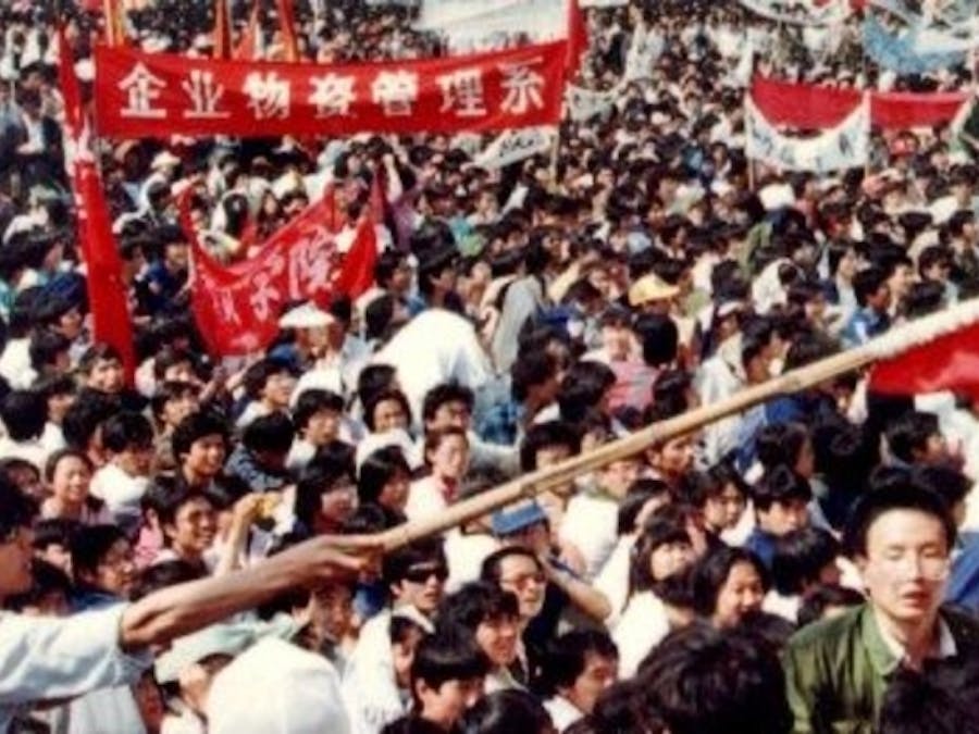 De protesten op het Tiananmenplein in Bejing in 1989.