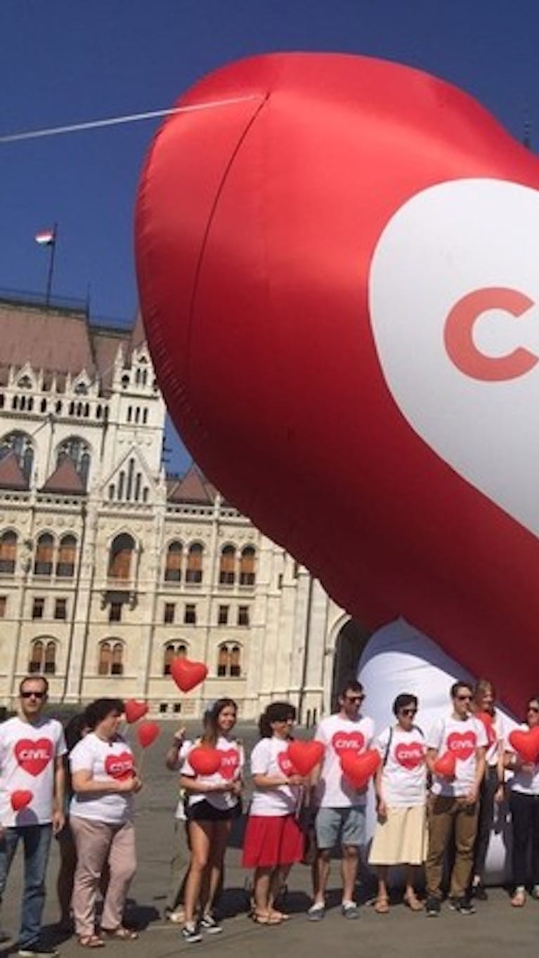 Demonstratie in de Hongaarse hoofdstad Boedapest tegen het anti-immigratiebeleid van premier Orbán