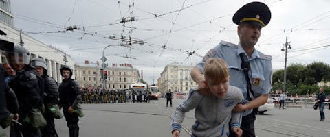 Tijdens demonstraties in Rusland op 9 september 2018 werden ook kinderen opgepakt