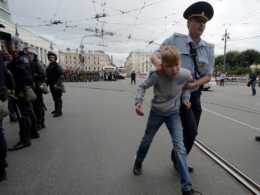 Tijdens demonstraties in Rusland op 9 september 2018 werden ook kinderen opgepakt