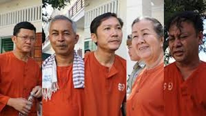 Vijf activisten in Cambodja, de Adhoc five, voorwaardelijk veroordeeld vanwege 'omkoping'