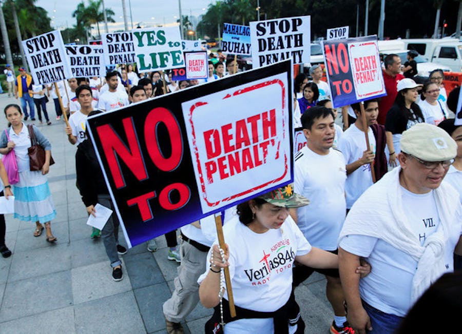 Demonstratie tegen de doodstraf op de Filipijnen