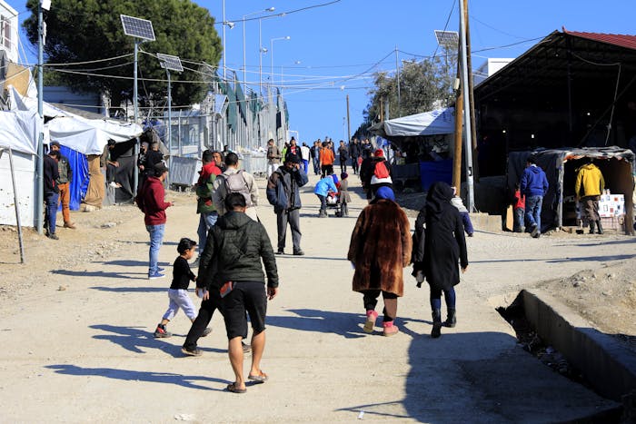 General view of the Moria refugee camp on the island of Lesvos, Greece 2018
