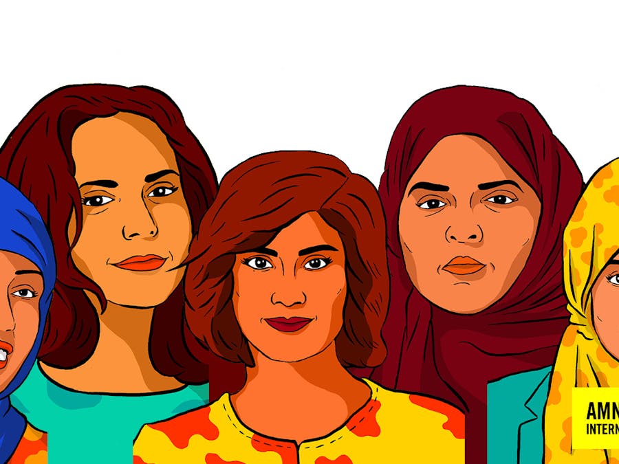 Vrouwenactivisten Loujain al-Hathloul, Iman al-Nafjan, Aziza al-Youssef, Samar Badawi and Nassima al-Sada