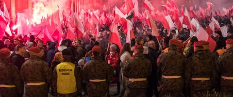 Demonstratie in de Poolse hoofdstad Warschau op Onafhankelijksheidsdag 11 november 2018