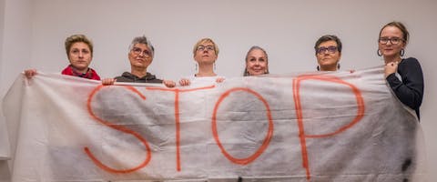 Een aantal van de vrouwen die op 11 november 2017 in Polen op Onafhankelijkheidsdag demonstreerden