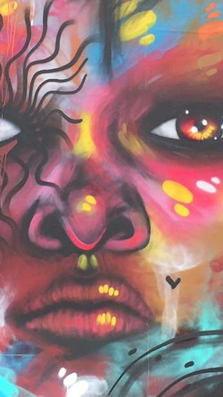 Graffiti voor Marielle Franco op het Stedelijk Museum in Amsterdam