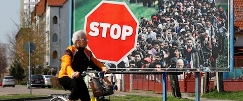 Verkiezingsposter van de Hongaarse Fidesz-partij van premier Orbán Verkiezingsposter van de Hongaarse Fidesz-partij van premier Orbán