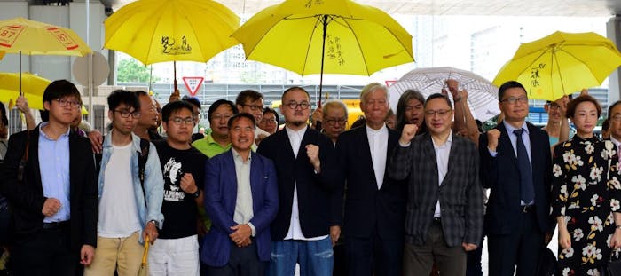 Leiders van de Umbrella Movement protesten in Hong Kong, 2018