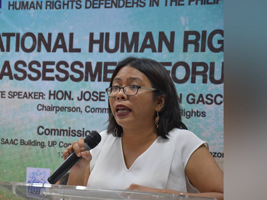 Mensenrechtenverdediger Cristina Palabay uit de Filipijnen ontving een doodsbedreiging.