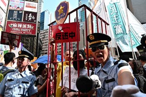 Activisten tegen de controversiële plannen voor een nieuwe uitleveringswet in Hongkong
