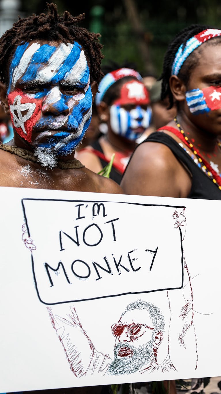 Demonstratie in Indonesië voor de onafhankelijkheid van Papoea en tegen discriminatie van Papoea's