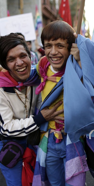 Demonstranten voor het homohuwelijk in Paraguay (2015).