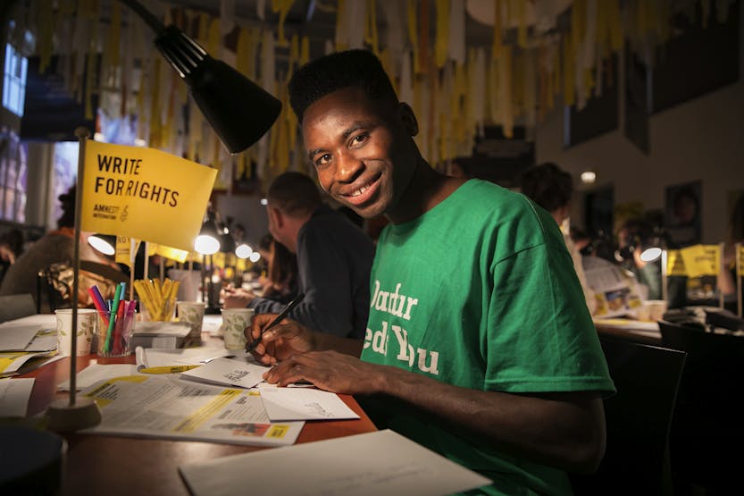 Write for Rights op Amnesty's hoofdkantoor in Amsterdam