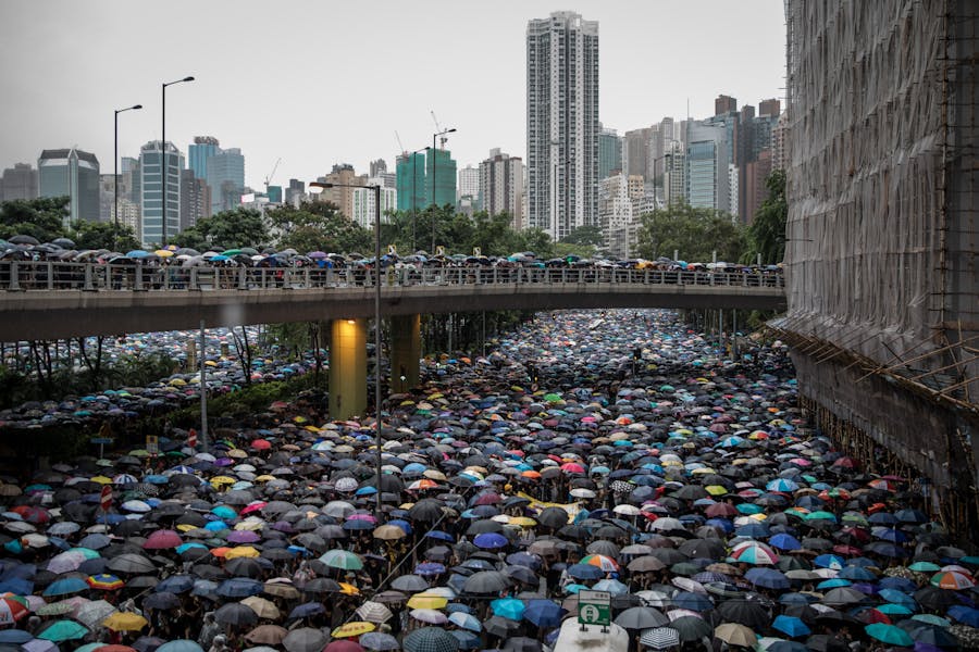 Anti-regeringsdemonstranten in Hongkong in augustus 2019