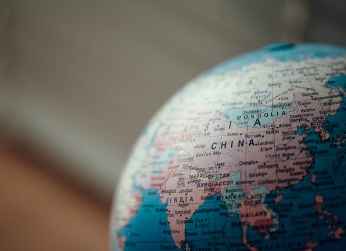 China op de globe