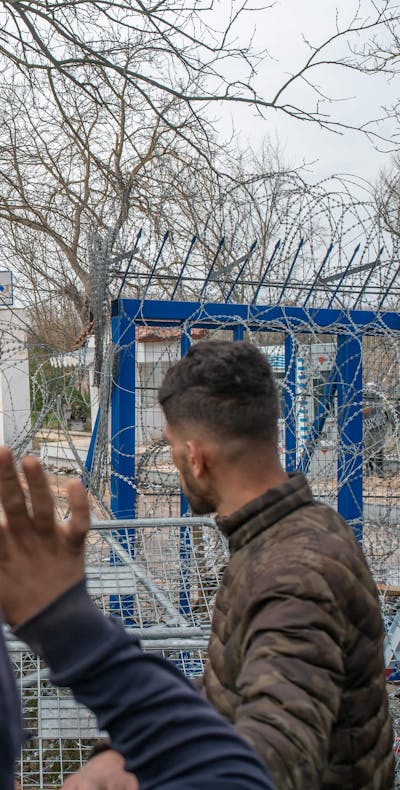 Migranten bij de Grieks/Turkse grens, maart 2020