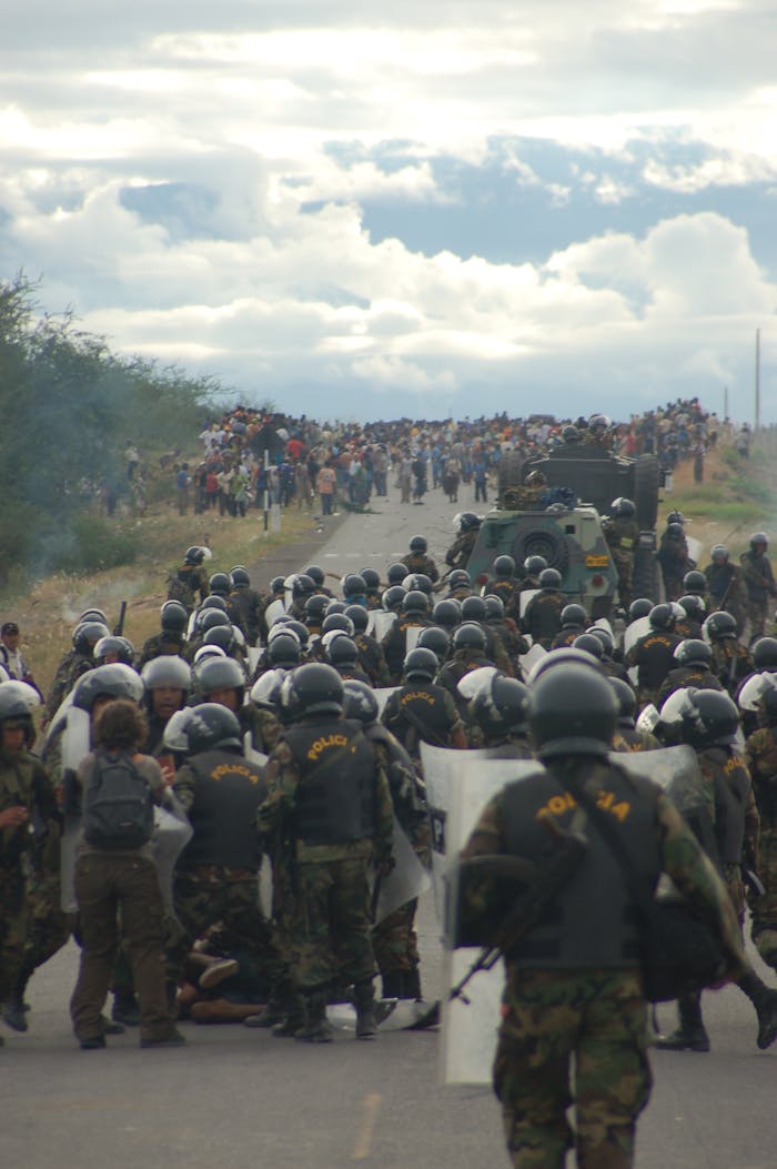 Politie grijpt in tijdens demonstratie in Bagua, Peru