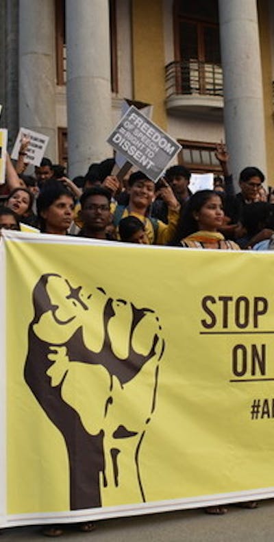 Mars voor het respecteren van de mensenrechten in Bangalore, India