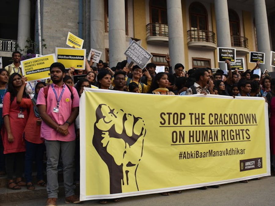 Mars voor het respecteren van de mensenrechten in Bangalore, India