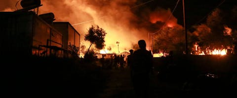 Brand in vluchtelingenkamp Moria op Lesbos