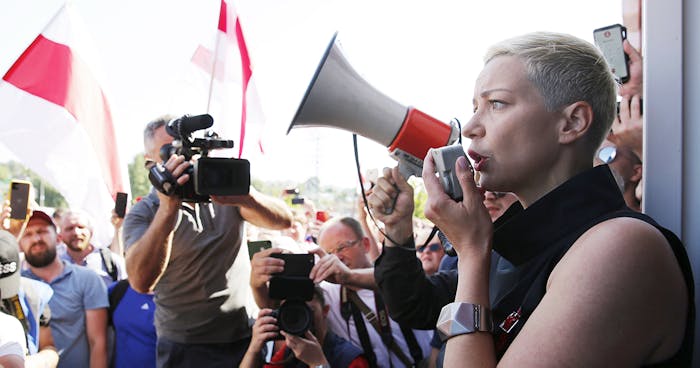 De gevangengezette oppositieleider Maria Kolesnikova