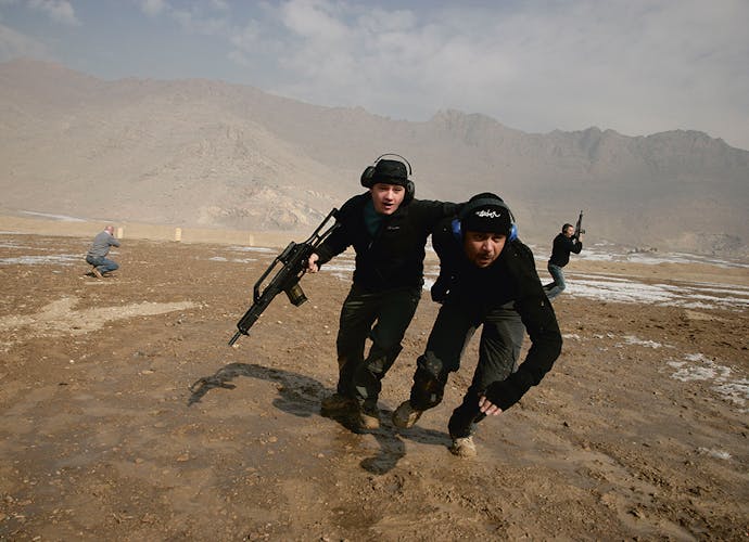 Huurlingen van de Britse Armor Group trainen in Afghanistan (2007)