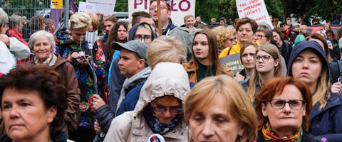 Protest in Polen tegen de inperking van het recht op abortus, Warschau, 2 juli 2018