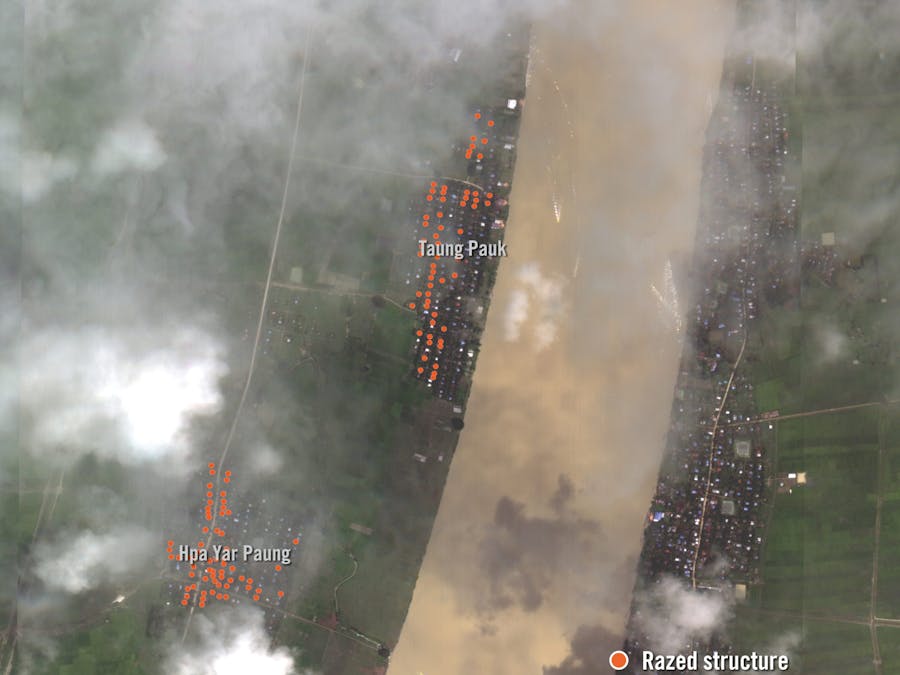 Satellietbeelden van aanvallen en platgebrande dorpen in Rakhine, Myanmar