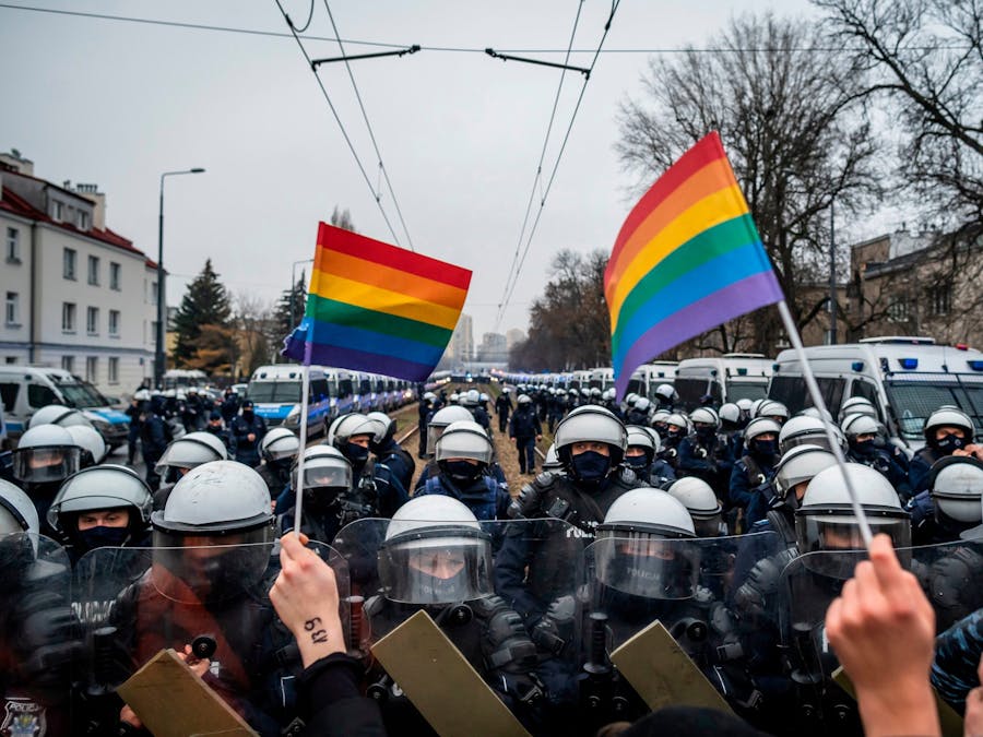 Demonstratie van de Poolse vrouwenrechtenbeweging in Warschau in december 2020.