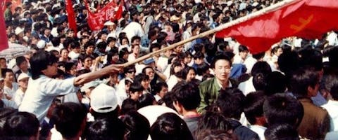 Demonstranten op het Tiananmenplein, 1989