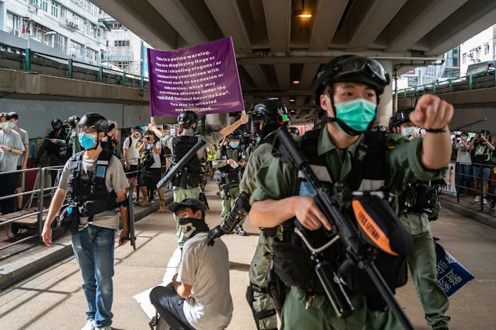 Oproerpolitie bij een demonstratie in juli 2020