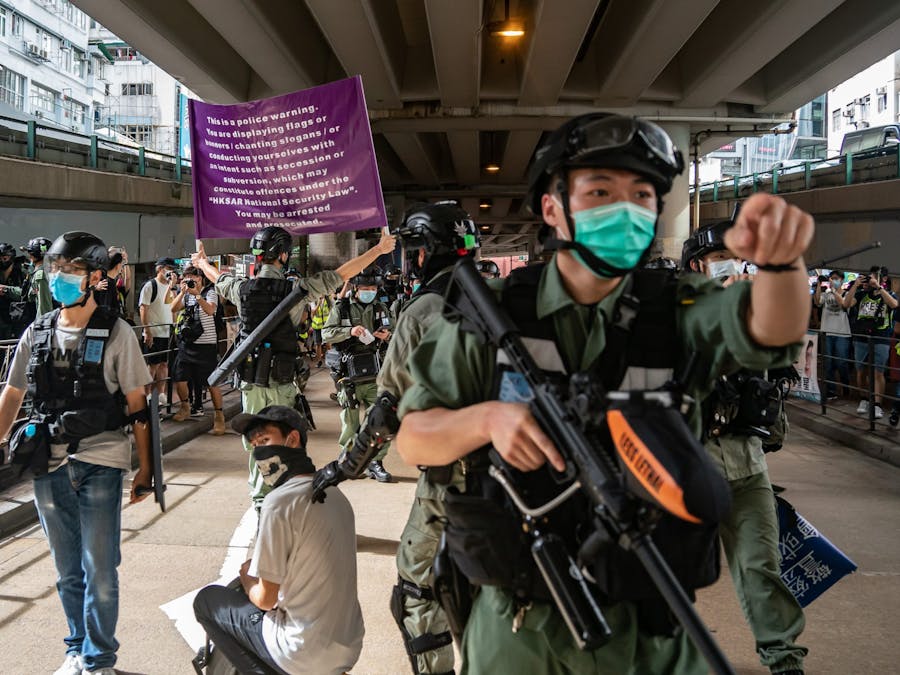 Oproerpolitie bij een demonstratie in juli 2020