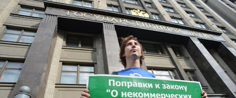 Protest in Rusland tegen de buitenlandse agentenwet