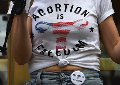 Protest voor het recht op abortus in New York in 2019.