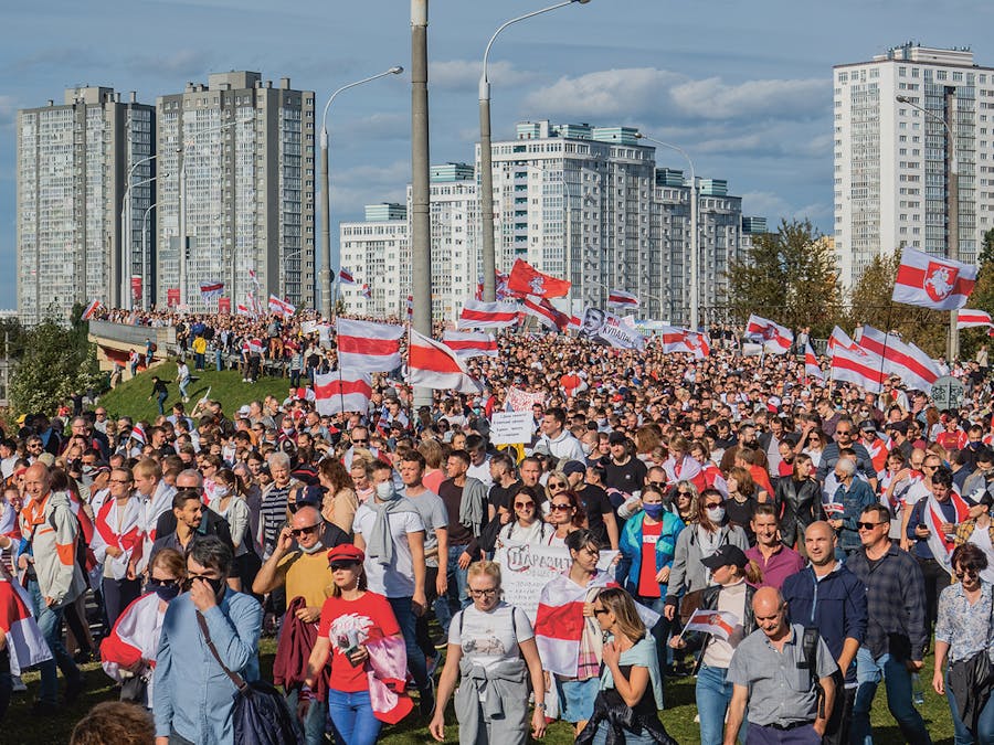 Protest in september 2020 in de Belarussische hoofdstad Minsk.