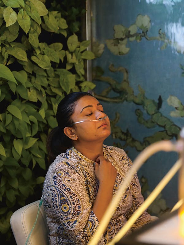 Zuurstofbar in New Delhi, India.